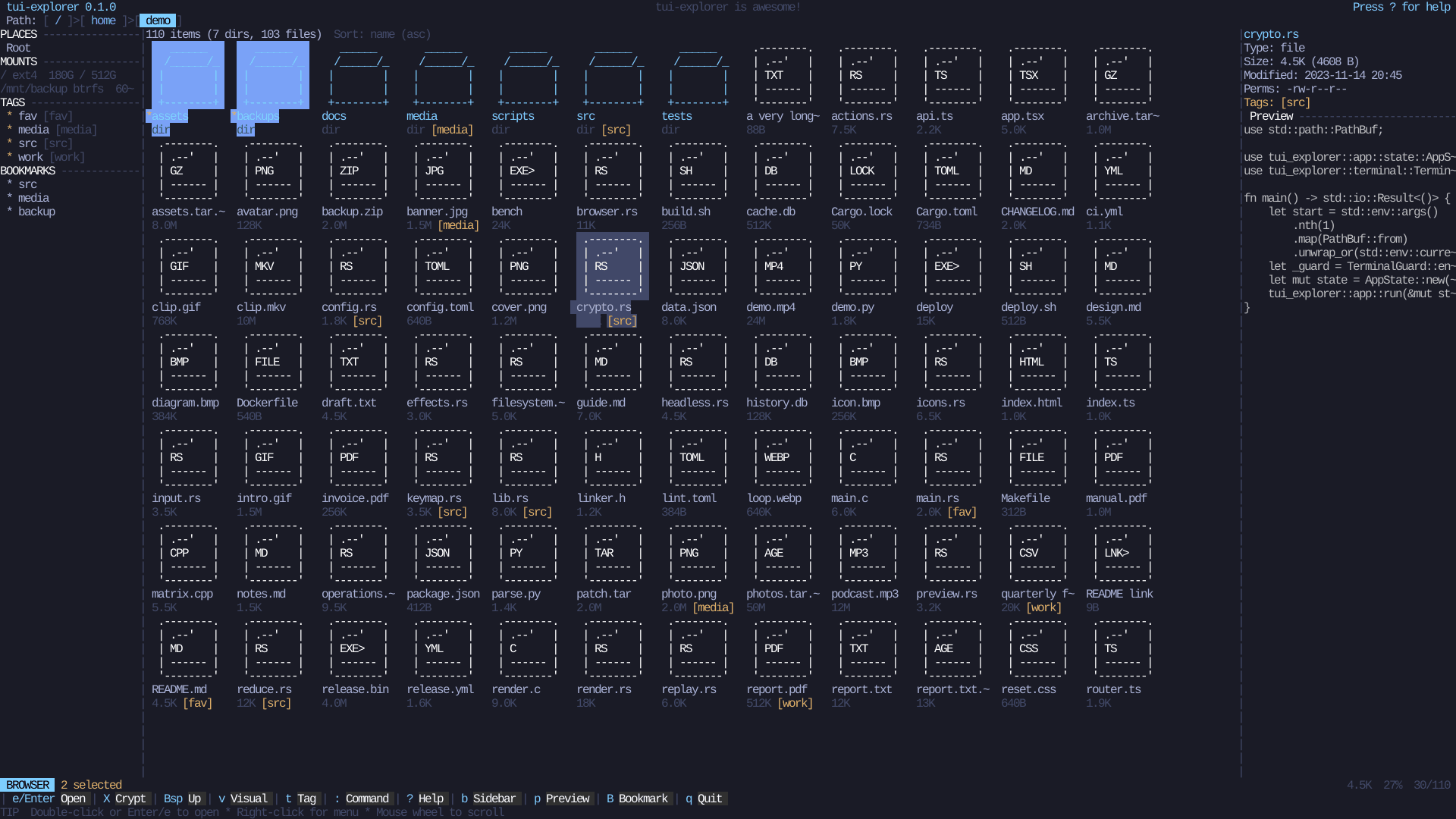 TUI Explorer preview 1