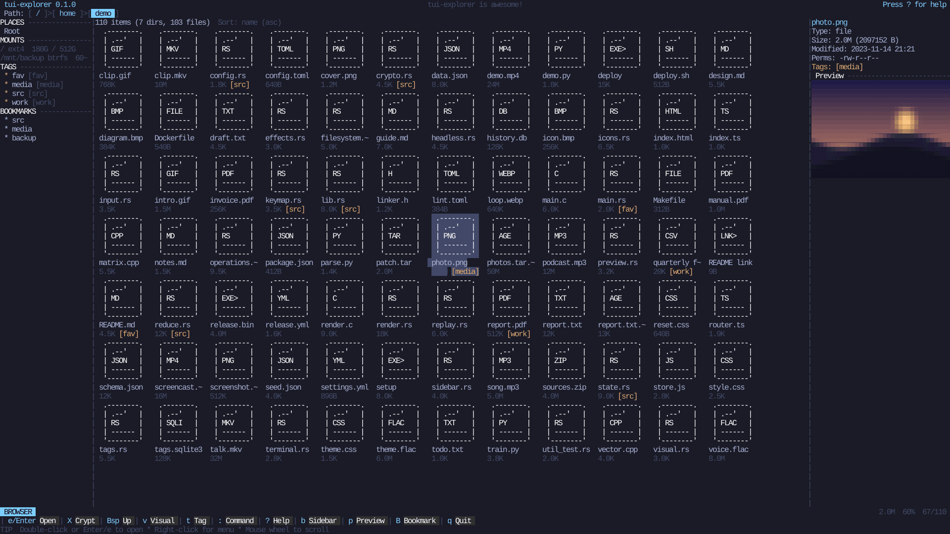 TUI Explorer preview 2